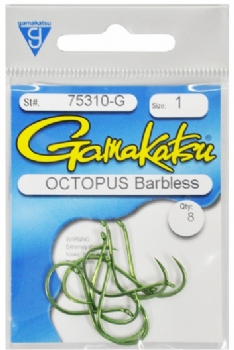 Anzol Gamakatsu Octopus Sure Green Barbless (Sem Farpa)